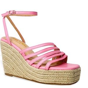 NWT Chase and Chloe Barbiecore Platform Wedge Espadrille Size 9